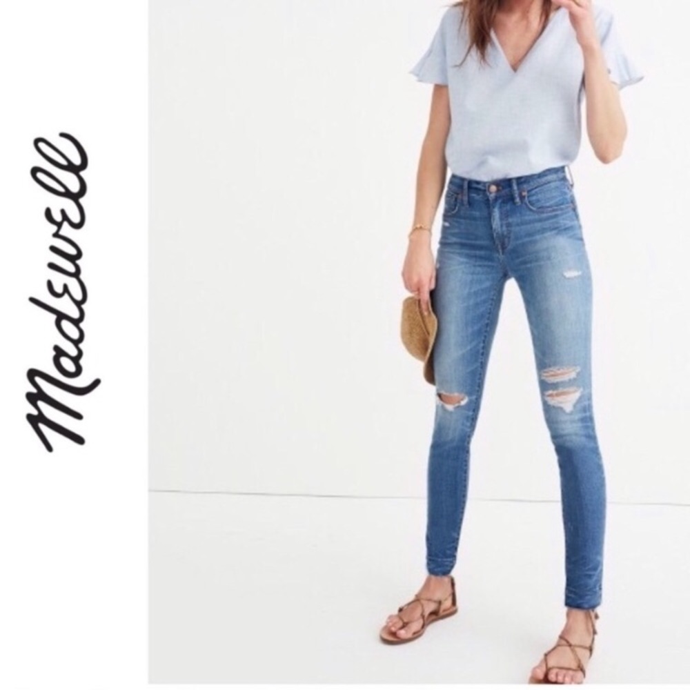 Madewell high rise distressed skinny jeans